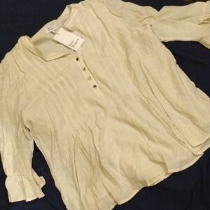 Kim Rogers -Cream Button Front Blouse - XL